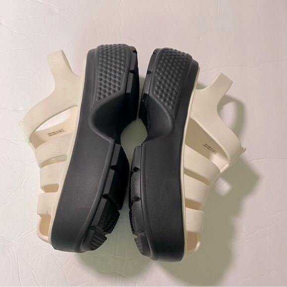 Crocs White Black Platform Sandals Stomp Fisherman Shoes Summer chunky woman 8 - Picture 5 of 12